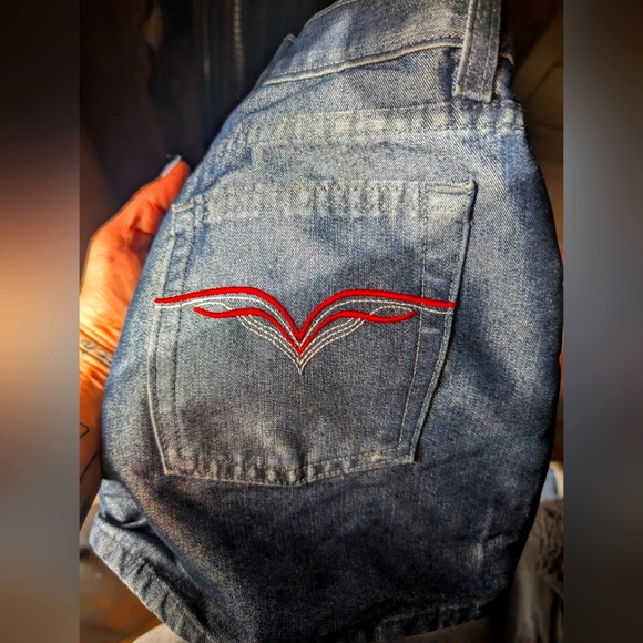 RARE Liquid X med wash shiny waxed/metallic finish shorts size 7 - Picture 2 of 7